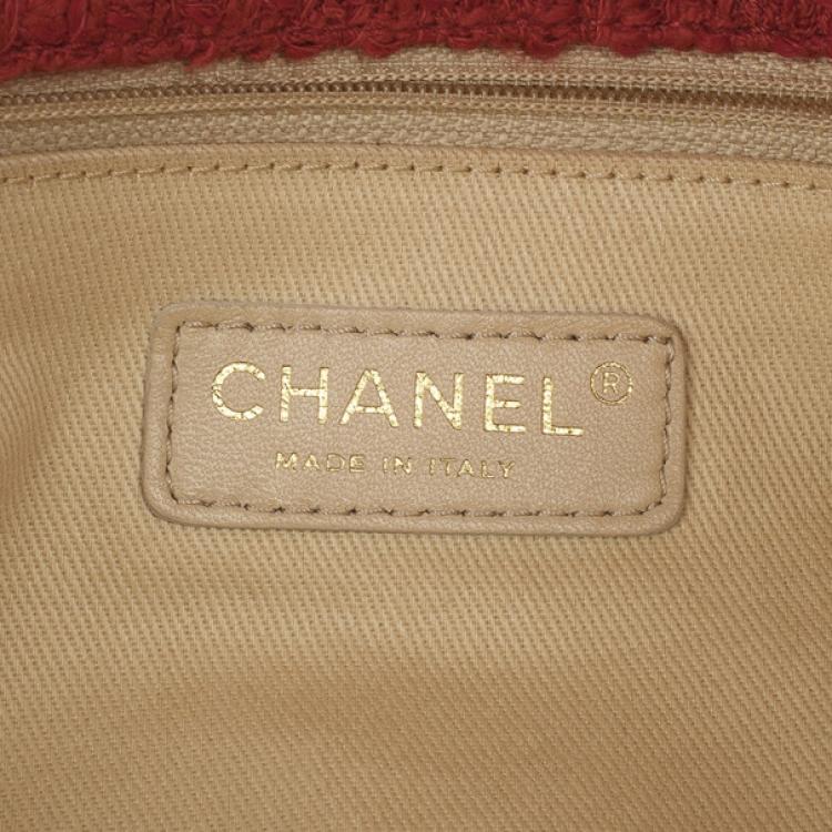 Pre Owned Chanel Orange Tweed Flap Shoulder Bag