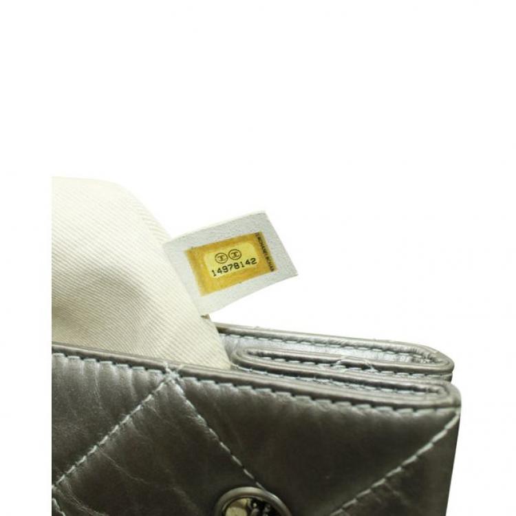 Pre Owned Chanel Grey Quited Leather Metallic Reissue Tote Bag
