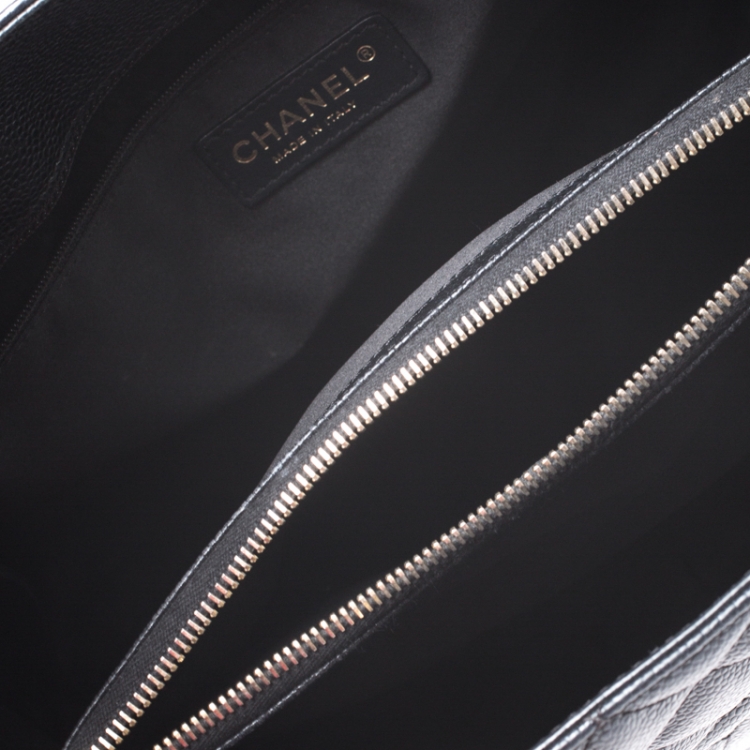 Pre Owned Chanel Black Quilted Caviar Leather Grand Shopper Tote