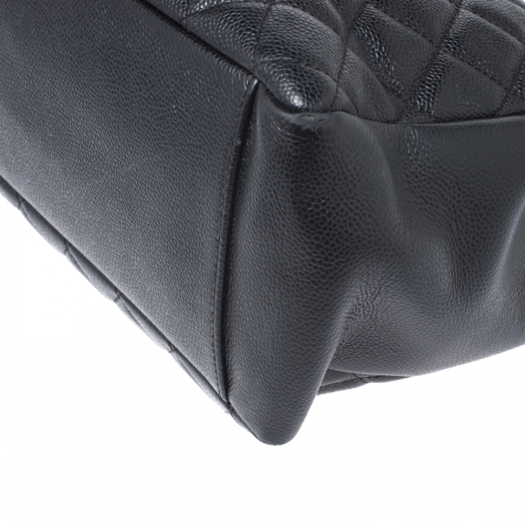 Pre Owned Chanel Black Quilted Caviar Leather Grand Shopper Tote