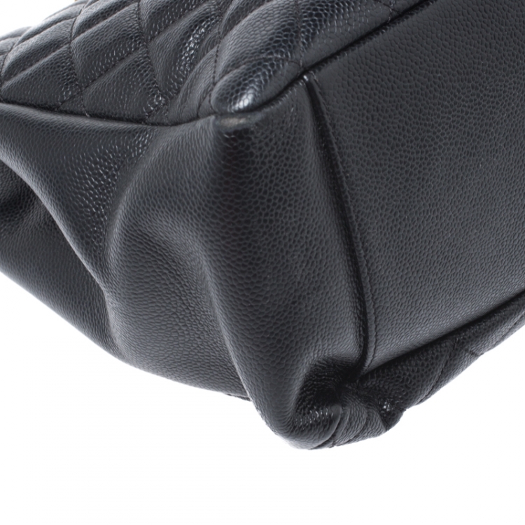 Pre Owned Chanel Black Quilted Caviar Leather Grand Shopper Tote