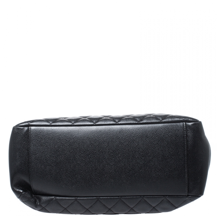Pre Owned Chanel Black Quilted Caviar Leather Grand Shopper Tote