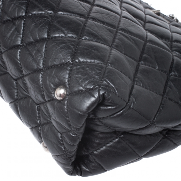 Pre Owned Chanel Black Quilted Aged Calfskin Leather Large Reissue Tote