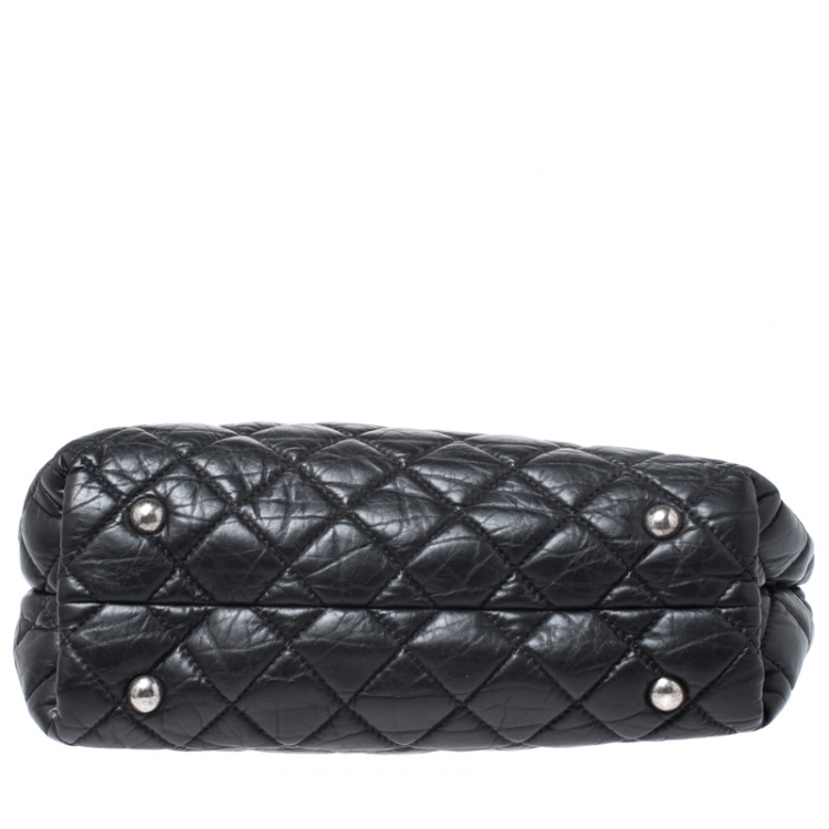 Pre Owned Chanel Black Quilted Aged Calfskin Leather Large Reissue Tote