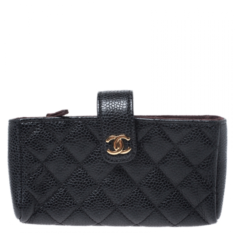 Chanel Black Quilted Caviar Leather Iphone Pouch Chanel Tlc