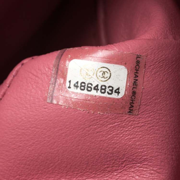 Pre Owned Chanel Metallic Pink Quilted Leather Crystal CC Single Flap Shoulder Bag