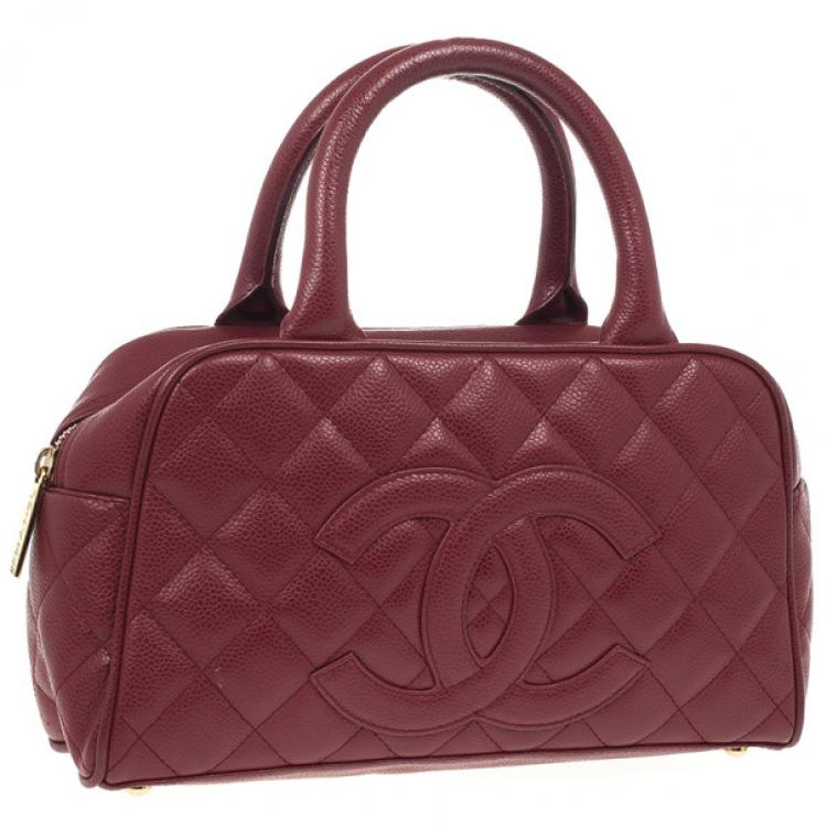 Pre Owned Chanel Caviar Skin Mini Boston Handbag