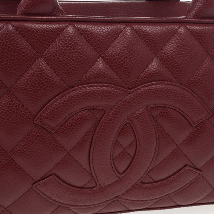 Pre Owned Chanel Caviar Skin Mini Boston Handbag
