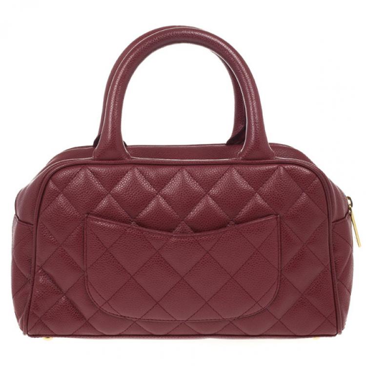 Pre Owned Chanel Caviar Skin Mini Boston Handbag
