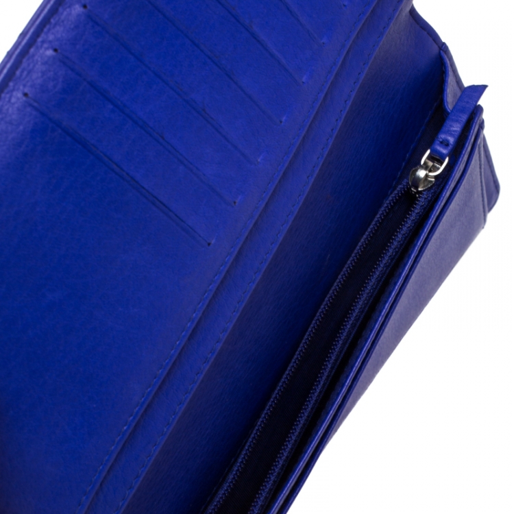 Pre Owned Chanel Purple Wild Stitch Quilted Leather Yen Bifold Wallet