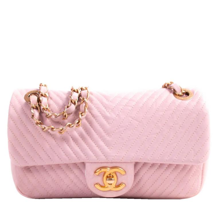 Chanel Pink Chevron Quilted Leather Small Classic Flap Bag Chanel | The  Luxury Closet