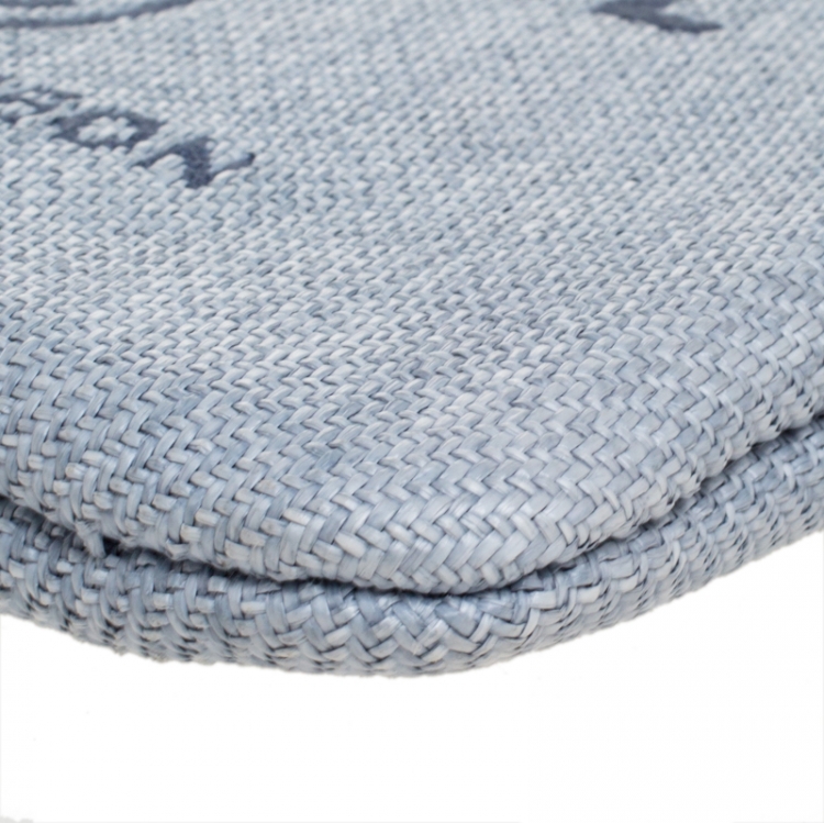 Pre Owned Chanel Light Blue Raffia Deauville Clutch