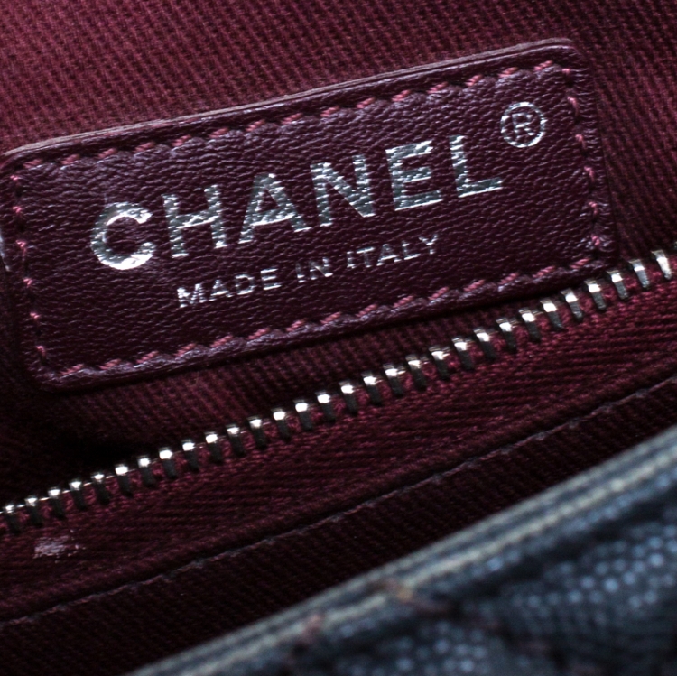 Pre Owned Chanel Grey Quilted Caviar Leather Large Quilted Coco Top Handle Bag