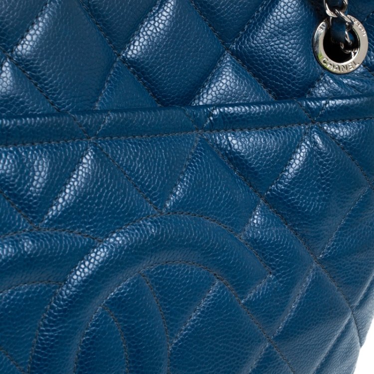 Pre Owned Chanel Blue Quilted Leather Timeless CC Shopper Tote