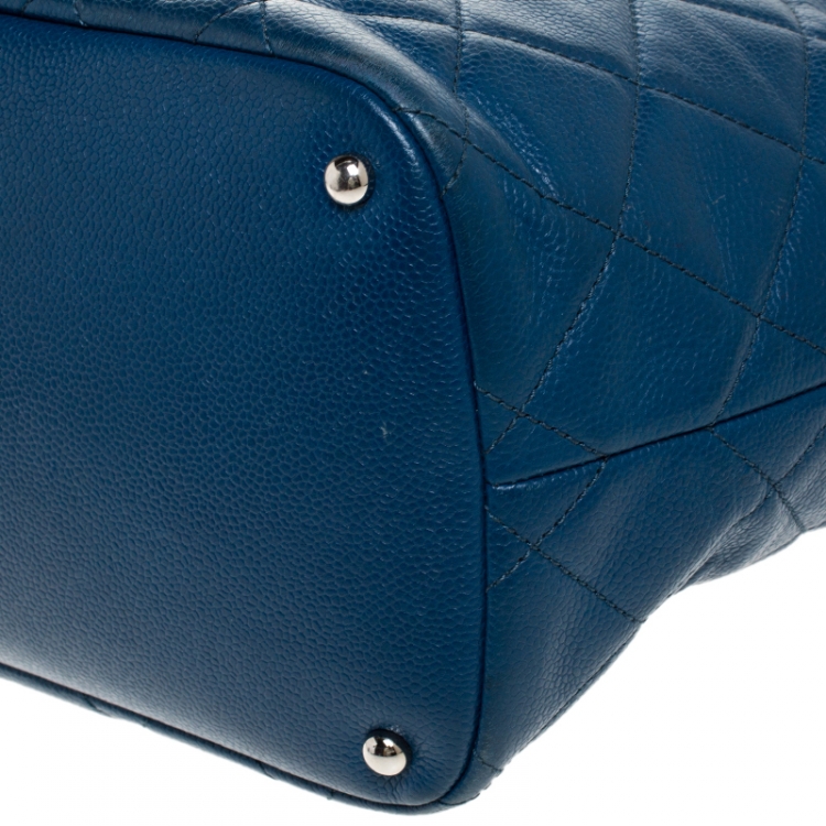 Pre Owned Chanel Blue Quilted Leather Timeless CC Shopper Tote