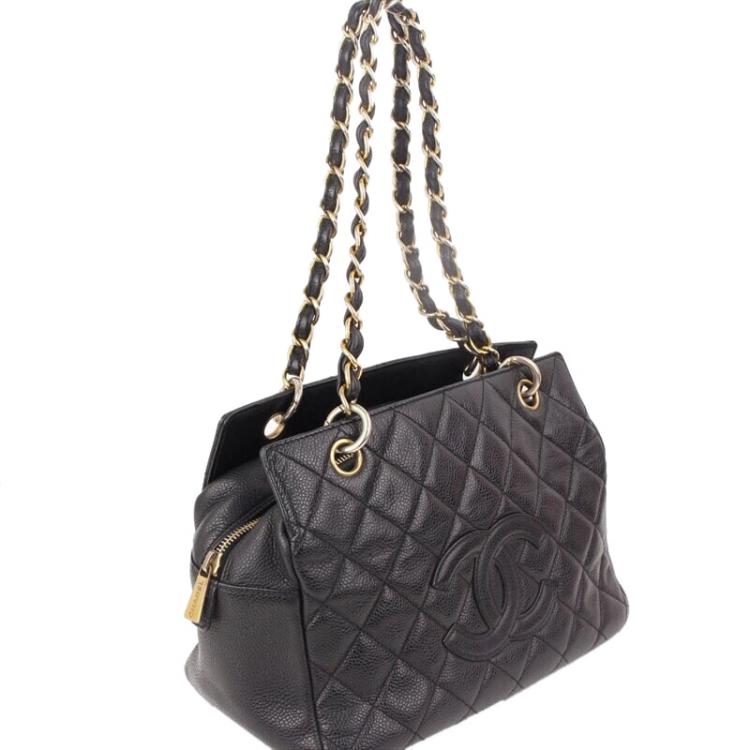 Chanel Black Quilted Leather Petite Timeless Shopping Tote Chanel