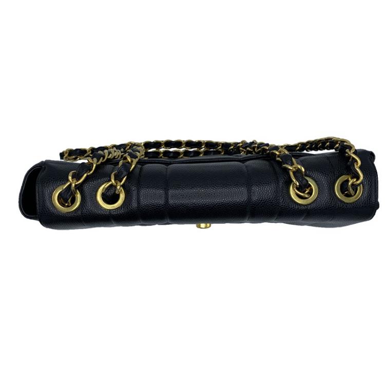 Pre Owned Chanel Black Vertical Quilted Leather Jumbo Vintage Classic Single Flap Bag