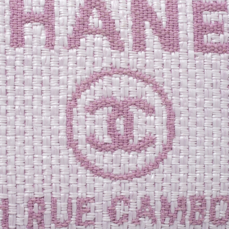 Pre Owned Chanel Light Pink Raffia Deauville Phone Chain Clutch