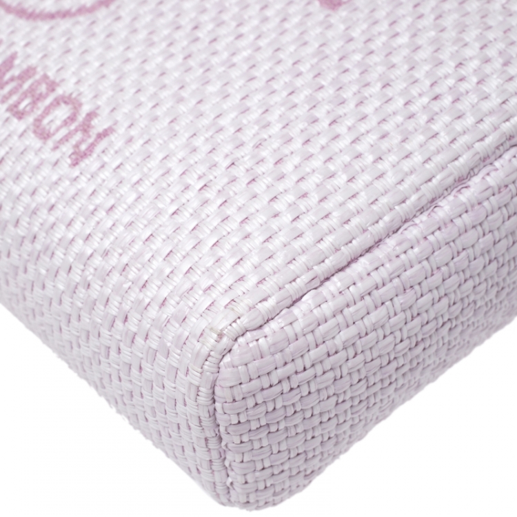 Pre Owned Chanel Light Pink Raffia Deauville Phone Chain Clutch