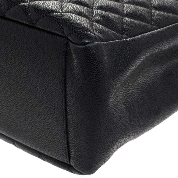 Pre Owned Chanel Black Quilted Caviar Leather Grand Shopper Tote