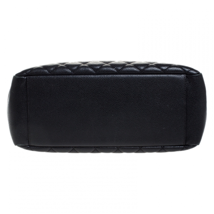 Pre Owned Chanel Black Quilted Caviar Leather Grand Shopper Tote