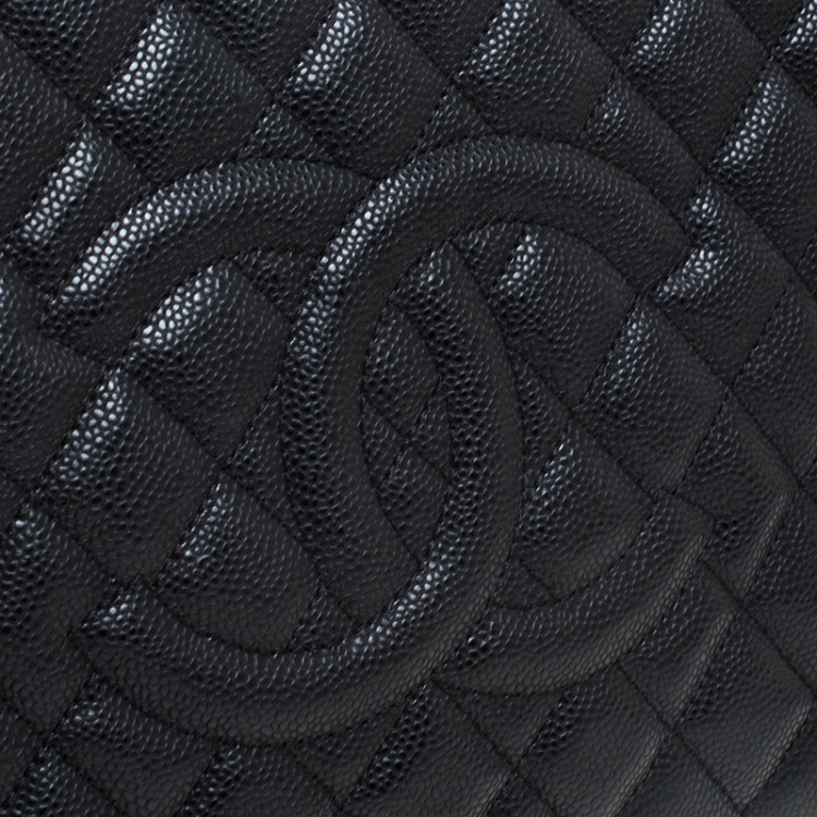 Pre Owned Chanel Black Quilted Caviar Leather Grand Shopper Tote