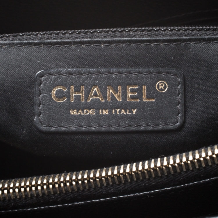 Pre Owned Chanel Black Quilted Caviar Leather Grand Shopper Tote