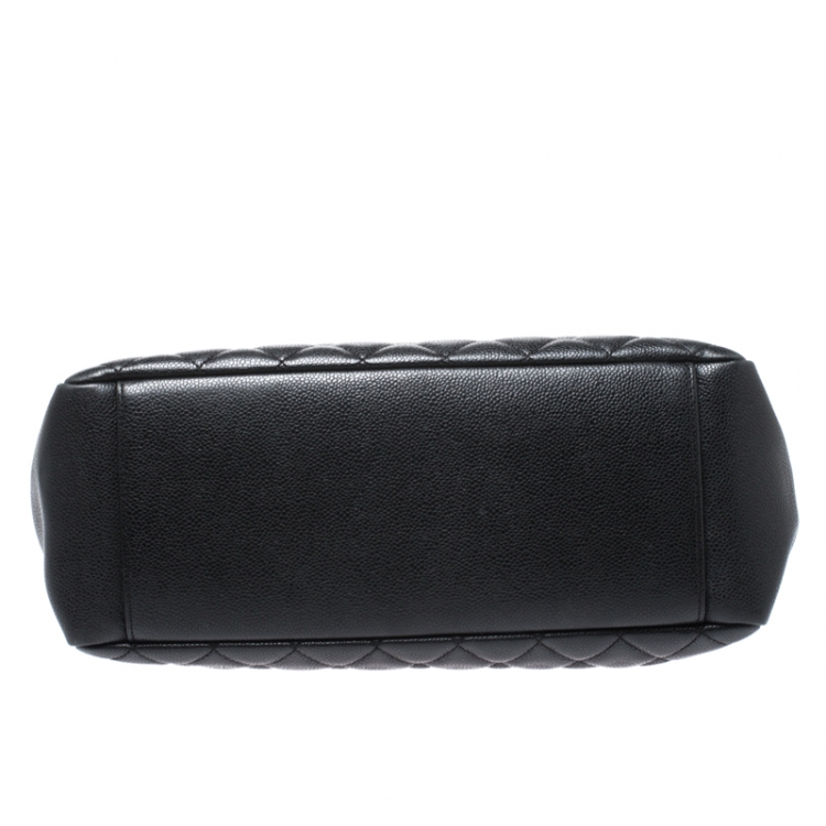 Pre Owned Chanel Black Quilted Caviar Leather Grand Shopper Tote