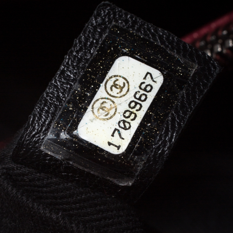 Pre Owned Chanel Metallic Red Caviar Leather Shopper Tote