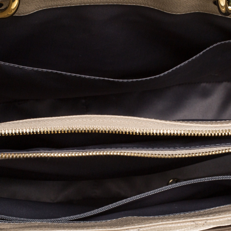 Pre Owned Chanel Beige Quilted Caviar Leather Grand Shopper Tote