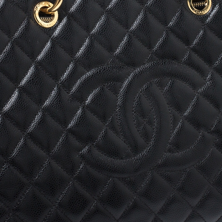 Pre Owned Chanel Black Quilted Caviar Leather XL Grand Shopper Tote