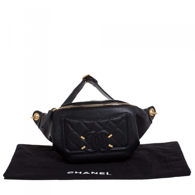 Pre Owned Chanel Black Caviar Leather Bi Classic Belt Bag