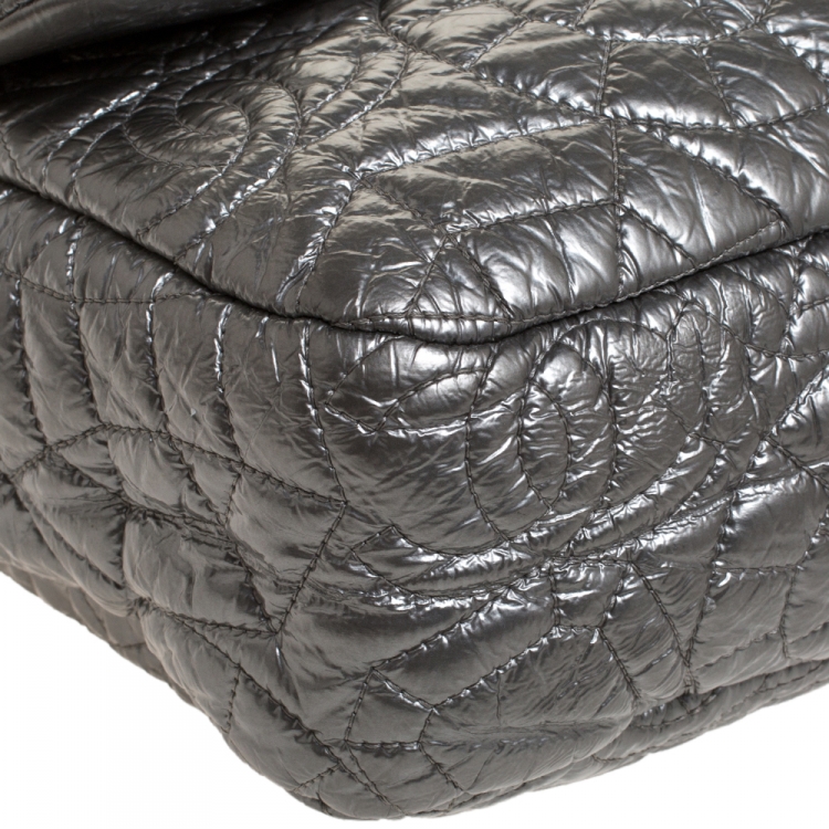 Pre Owned Chanel Metallic Grey Vinyl Rock in Moscow Flap Bag