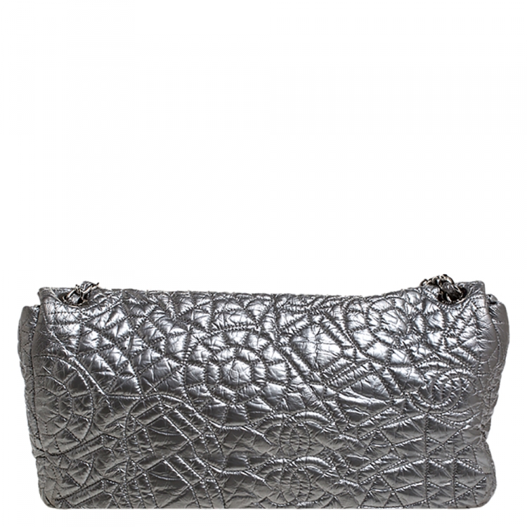 Pre Owned Chanel Metallic Grey Vinyl Rock in Moscow Flap Bag