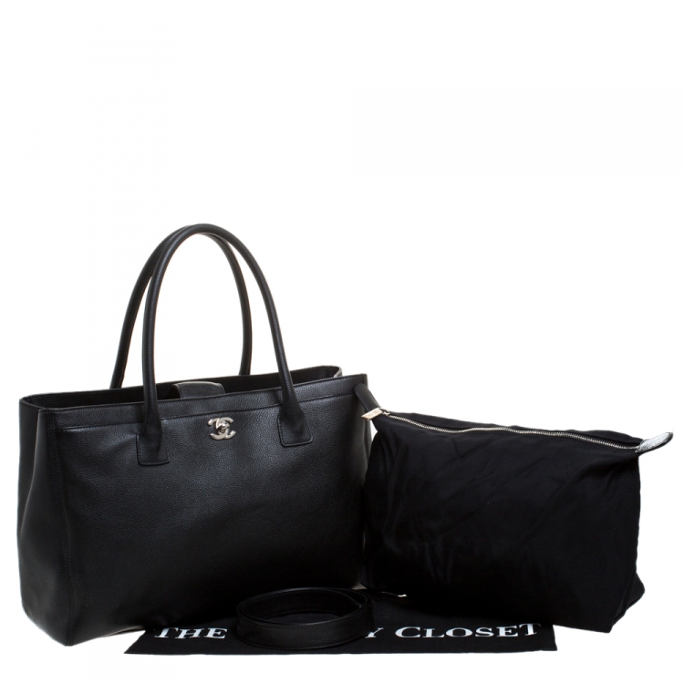 Pre Owned Chanel Black Leather Large Cerf Executive Tote
