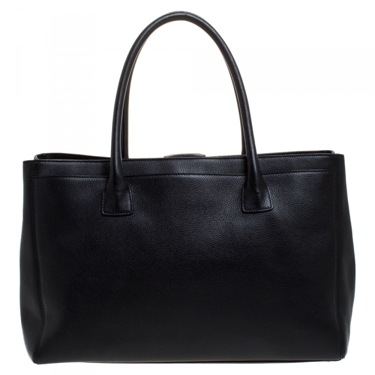 Pre Owned Chanel Black Leather Large Cerf Executive Tote