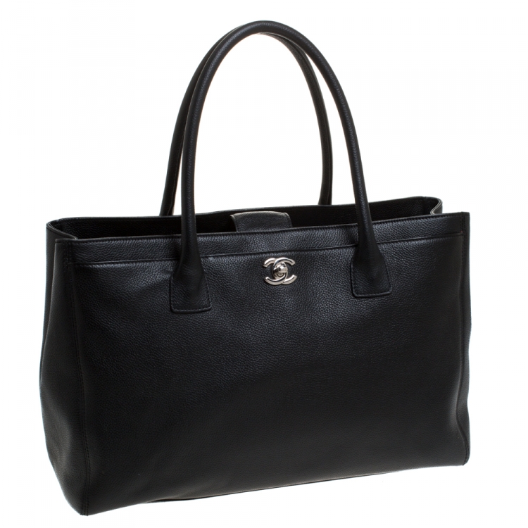 Pre Owned Chanel Black Leather Large Cerf Executive Tote