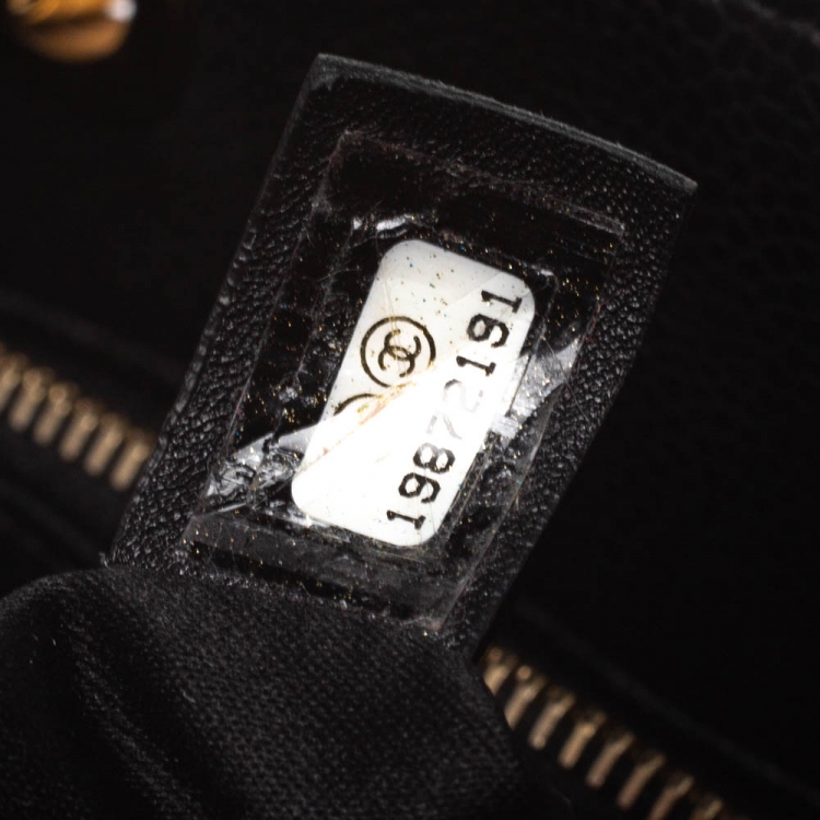 Pre Owned Chanel Black Quilted Caviar Leather Grand Shopper Tote