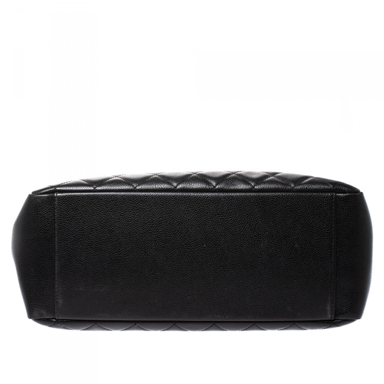 Pre Owned Chanel Black Quilted Caviar Leather Grand Shopper Tote