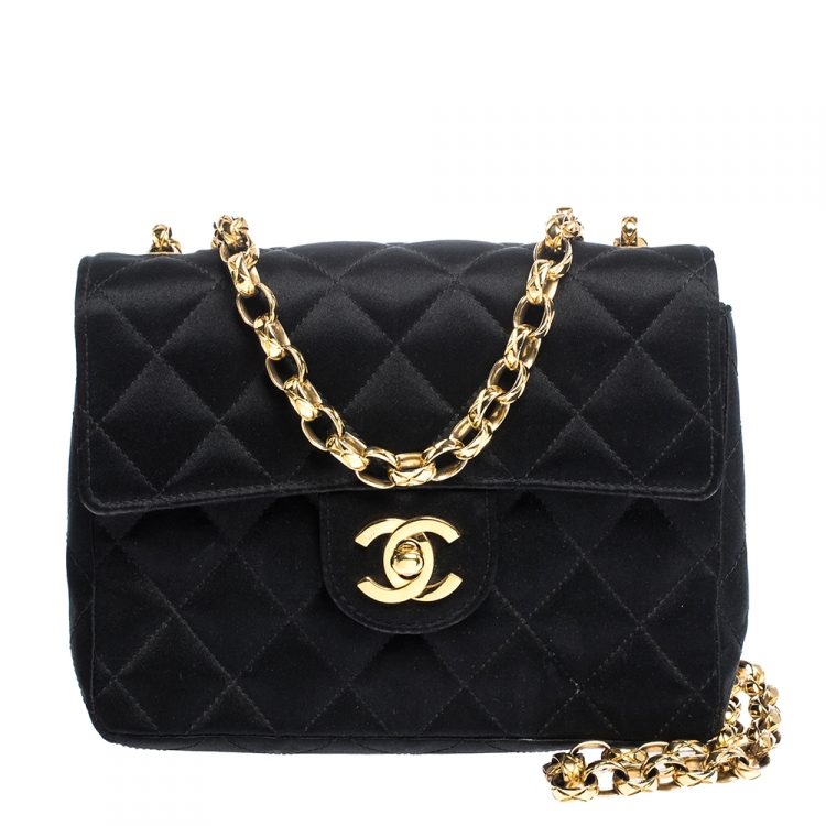 Chanel Black Quilted Satin Vintage Square Flap Bag Chanel | TLC