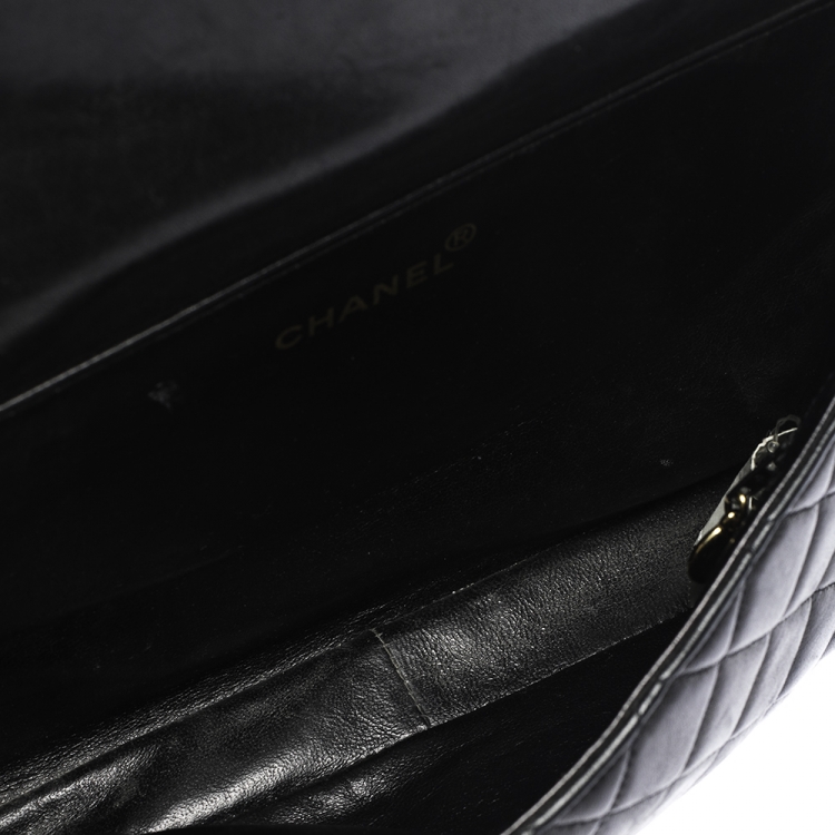 Pre Owned Chanel Black Quilted Leather Vintage Double Sided Flap Bag