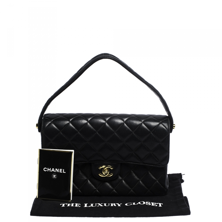 Pre Owned Chanel Black Quilted Leather Vintage Double Sided Flap Bag