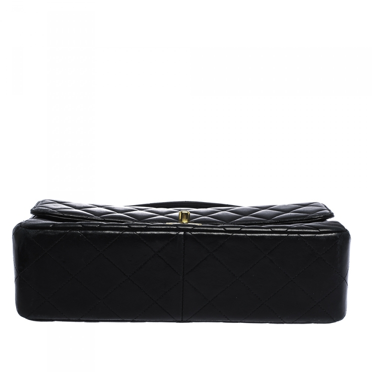 Pre Owned Chanel Black Quilted Leather Vintage Double Sided Flap Bag