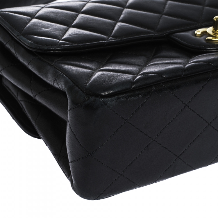 Pre Owned Chanel Black Quilted Leather Vintage Double Sided Flap Bag