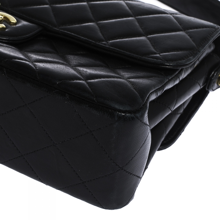 Pre Owned Chanel Black Quilted Leather Vintage Double Sided Flap Bag