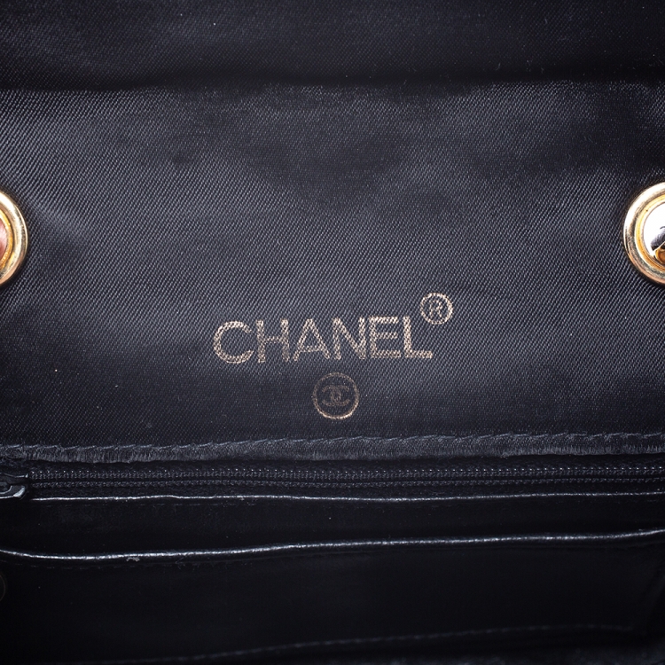 Pre Owned Chanel Black Quilted Satin Mini Vintage Flap Bag