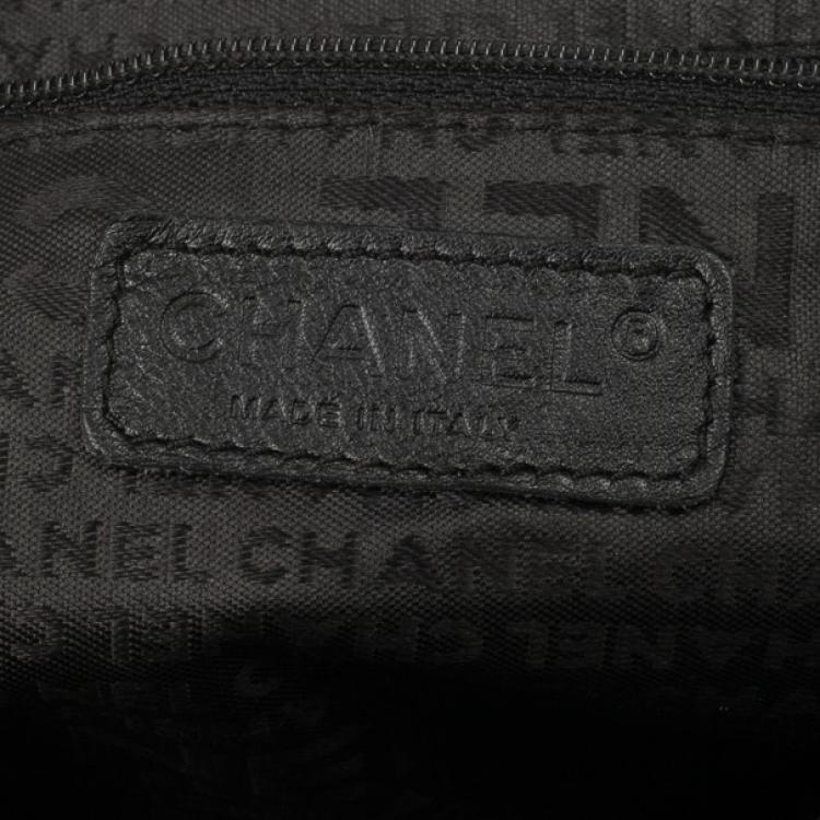 Pre Owned Chanel Black Suede Camelia Embossed Boston bag