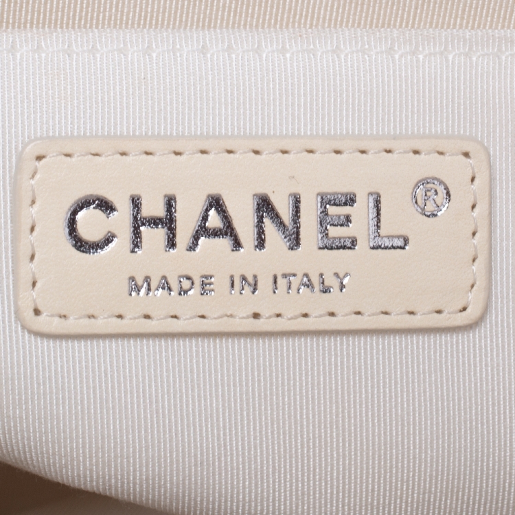 Pre Owned Chanel Pink/White Quilted Perforated Jersey Jumbo Classic Single Flap Bag         