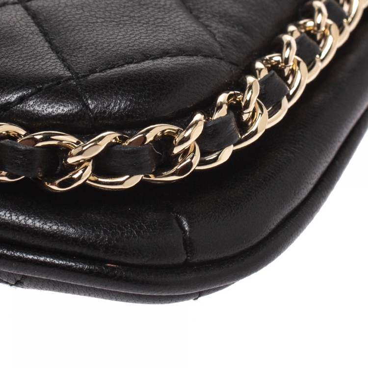 Chanel Black Quilted Leather Phone Holder Crossbody Bag Chanel Tlc