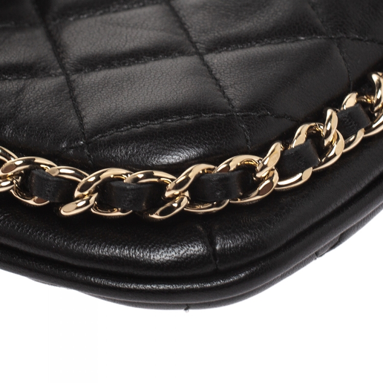 Chanel Black Quilted Leather Phone Holder Crossbody Bag Chanel Tlc